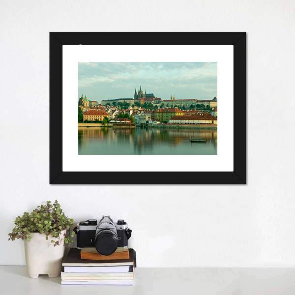 Scenic View On Vltava River Canvas Wall Art-1 Piece-Framed Print-20" x 16"-Tiaracle
