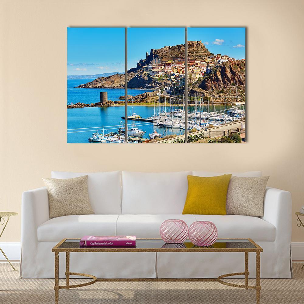 Scenic View To Castelsardo Village Canvas Wall Art-3 Horizontal-Gallery Wrap-37" x 24"-Tiaracle