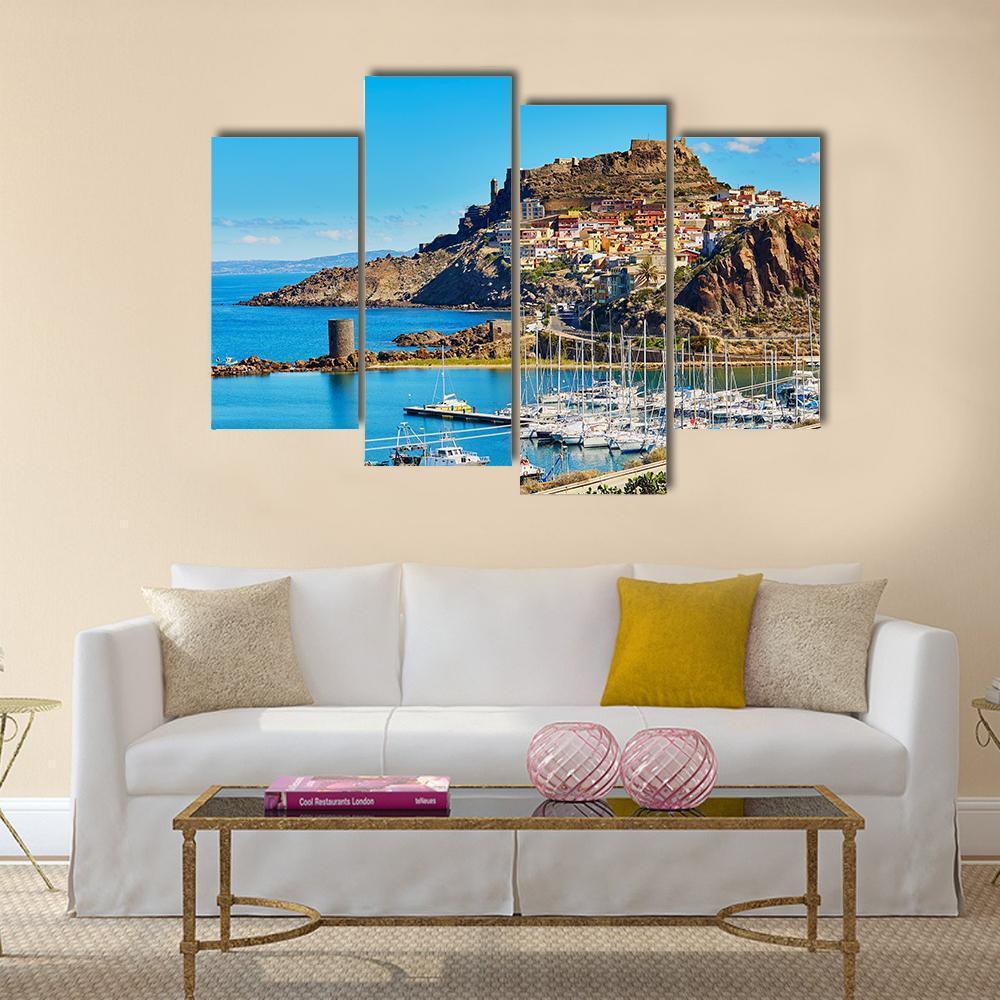 Scenic View To Castelsardo Village Canvas Wall Art-4 Pop-Gallery Wrap-50" x 32"-Tiaracle