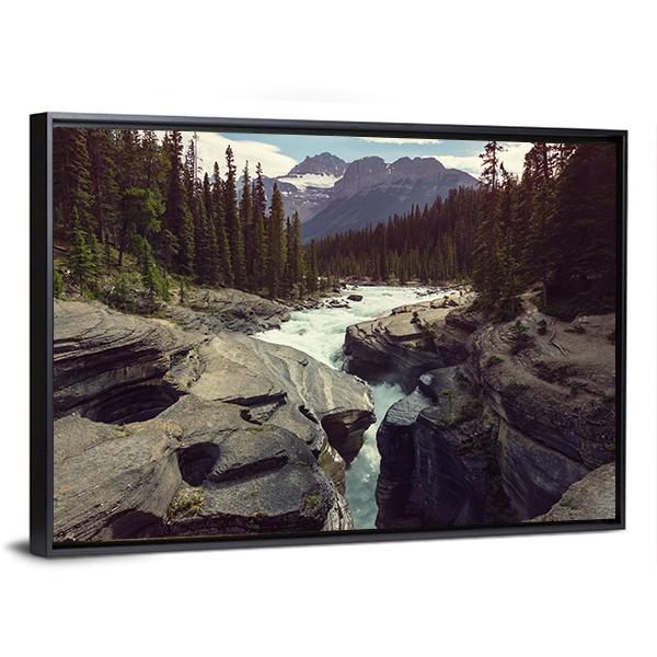 Scenic Views Of Athabasca River Canvas Wall Art-3 Horizontal-Gallery Wrap-25" x 16"-Tiaracle