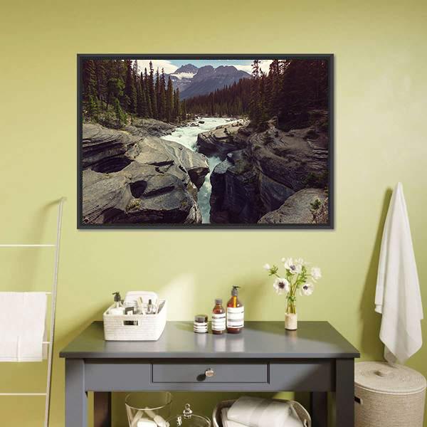 Scenic Views Of Athabasca River Canvas Wall Art-1 Piece-Floating Frame-24" x 16"-Tiaracle