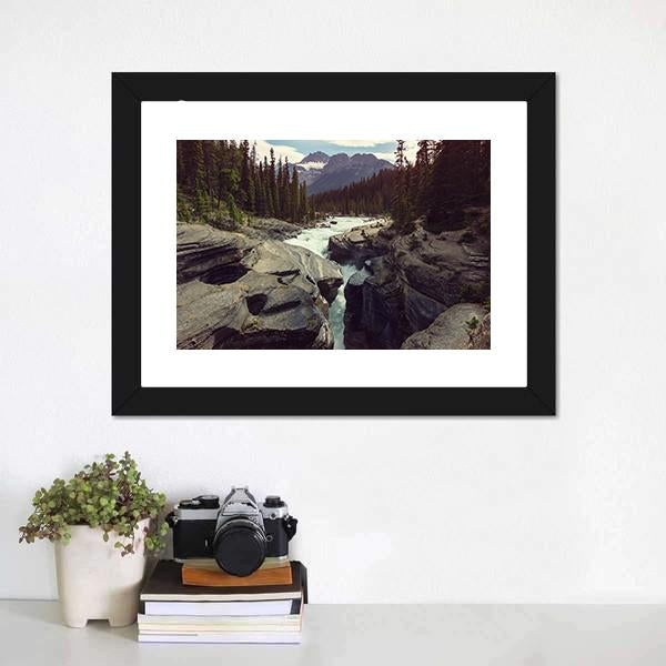 Scenic Views Of Athabasca River Canvas Wall Art-1 Piece-Framed Print-20" x 16"-Tiaracle
