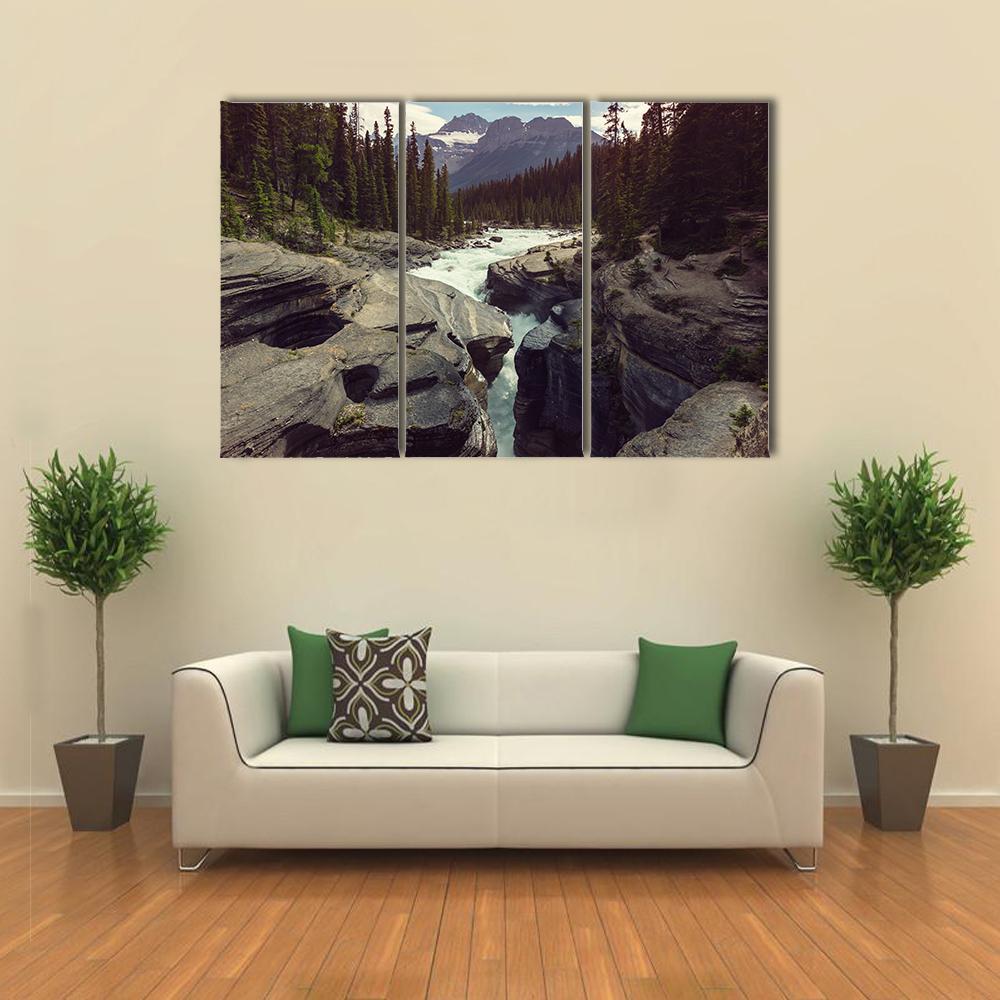 Scenic Views Of Athabasca River Canvas Wall Art-3 Horizontal-Gallery Wrap-37" x 24"-Tiaracle