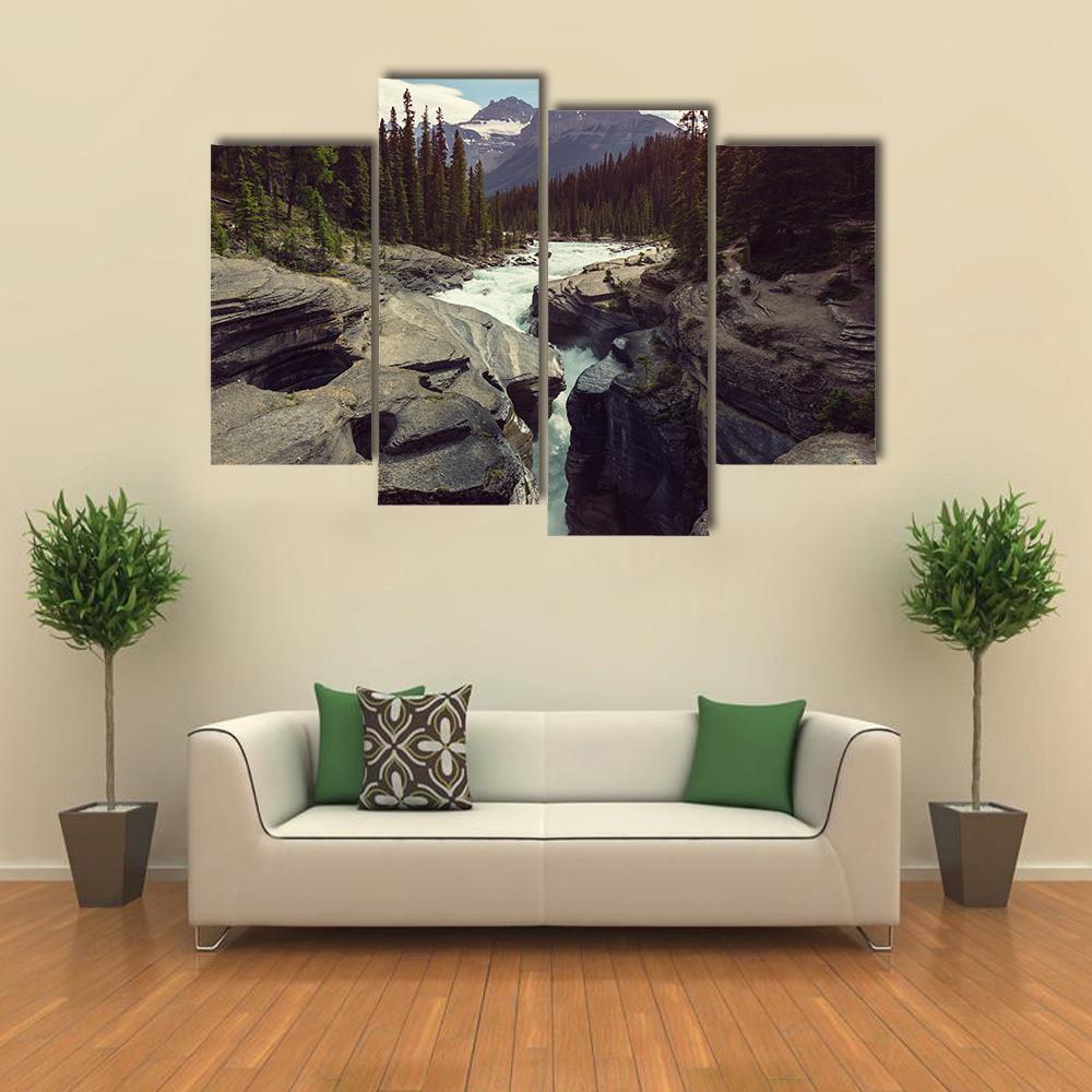 Scenic Views Of Athabasca River Canvas Wall Art-4 Pop-Gallery Wrap-50" x 32"-Tiaracle