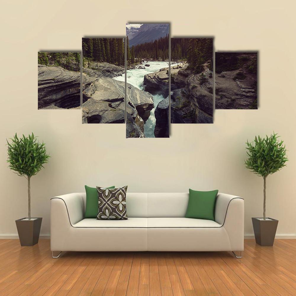 Scenic Views Of Athabasca River Canvas Wall Art-5 Pop-Gallery Wrap-47" x 32"-Tiaracle