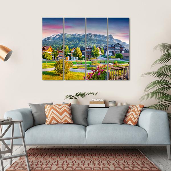 Scenic Village In The Apls Austria Canvas Wall Art-4 Horizontal-Gallery Wrap-34" x 24"-Tiaracle