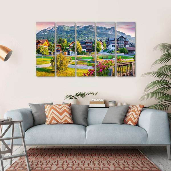 Scenic Village In The Apls Austria Canvas Wall Art-5 Horizontal-Gallery Wrap-22" x 12"-Tiaracle