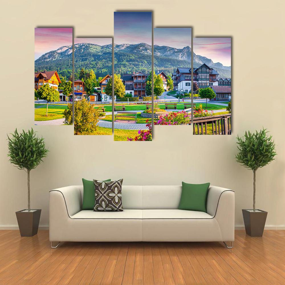 Scenic Village In The Apls Austria Canvas Wall Art-5 Pop-Gallery Wrap-32" x 21"-Tiaracle