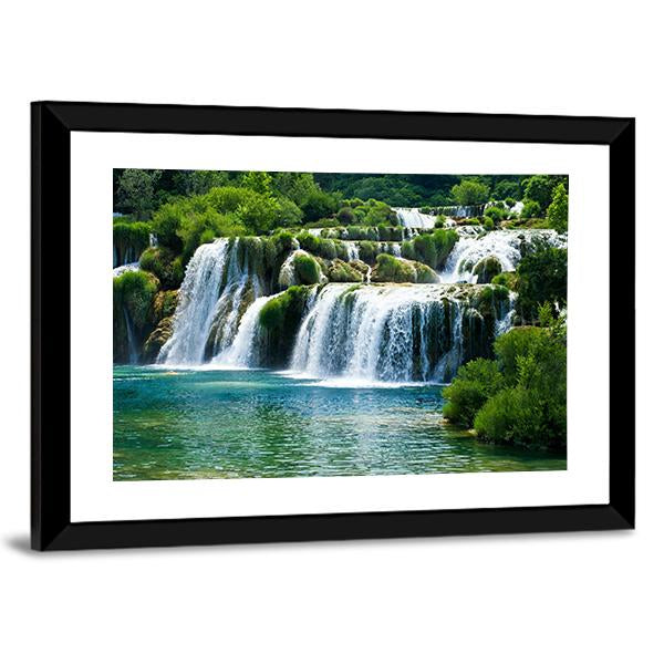 Scenic Waterfall Canvas Wall Art-3 Horizontal-Gallery Wrap-25" x 16"-Tiaracle