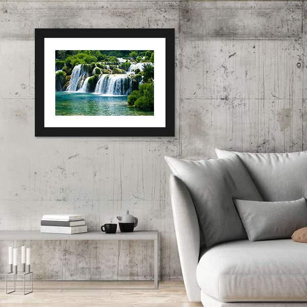 Scenic Waterfall Canvas Wall Art-3 Horizontal-Gallery Wrap-25" x 16"-Tiaracle