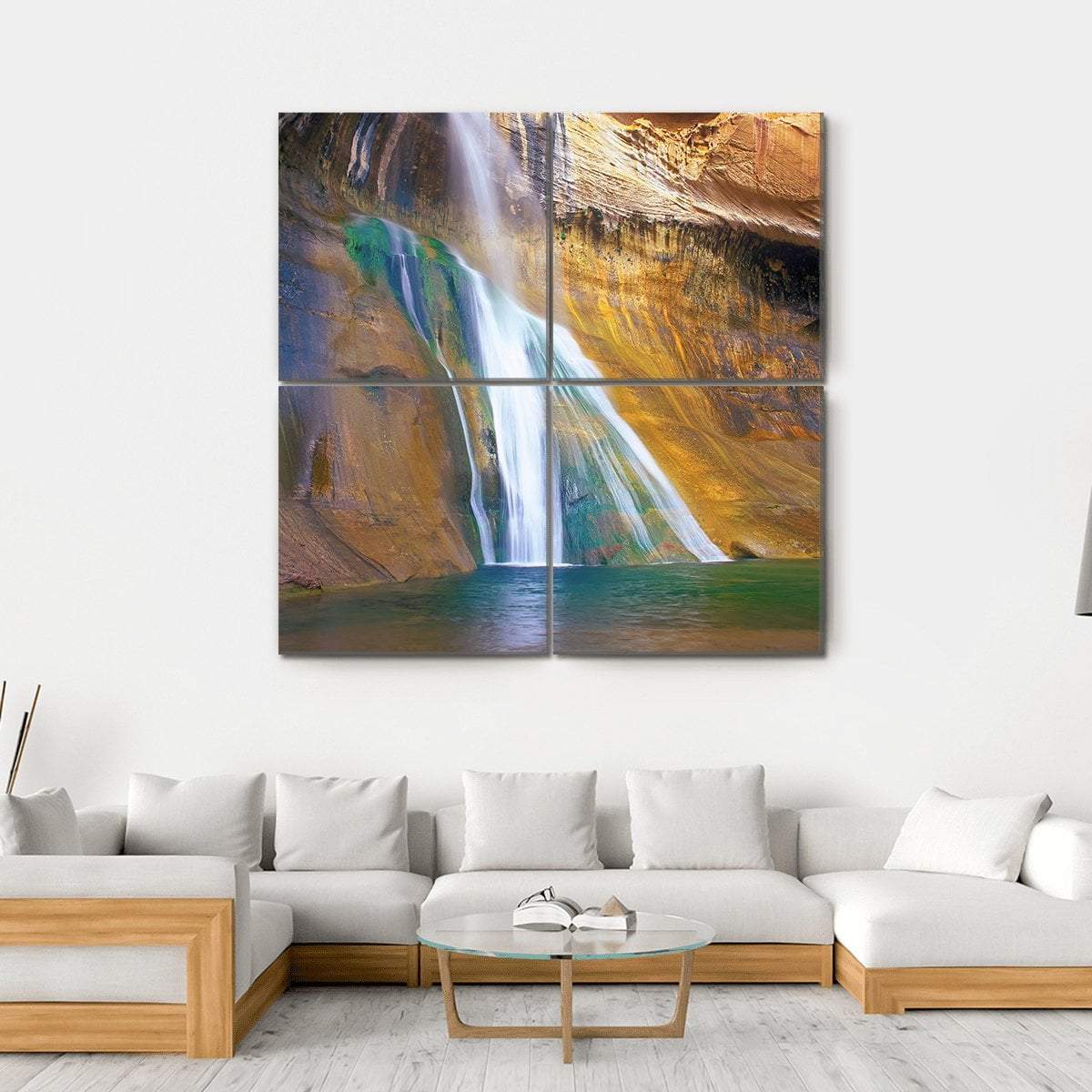 Lower Calf Creek Falls Canvas Wall Art-4 Square-Gallery Wrap-17" x 17"-Tiaracle