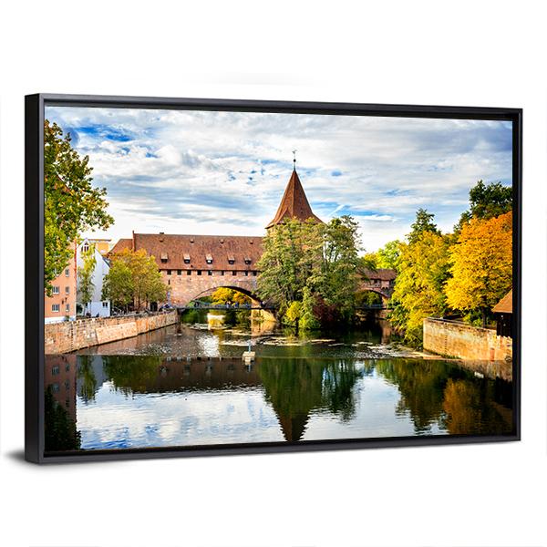 Schlayer Hallergate Bridge Over The Pegnitz River Canvas Wall Art-3 Horizontal-Gallery Wrap-25" x 16"-Tiaracle