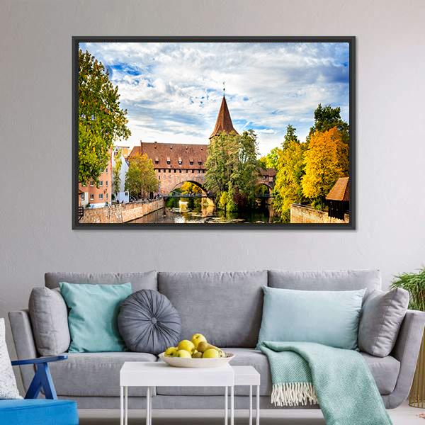 Schlayer Hallergate Bridge Over The Pegnitz River Canvas Wall Art-3 Horizontal-Gallery Wrap-25" x 16"-Tiaracle