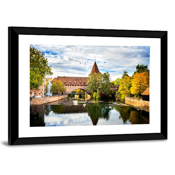 Schlayer Hallergate Bridge Over The Pegnitz River Canvas Wall Art-3 Horizontal-Gallery Wrap-25" x 16"-Tiaracle