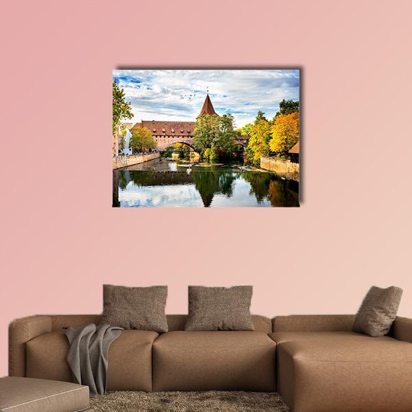 Schlayer Hallergate Bridge Over The Pegnitz River Canvas Wall Art-1 Piece-Gallery Wrap-48" x 32"-Tiaracle