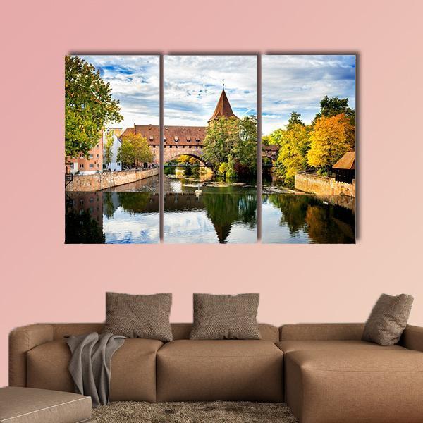 Schlayer Hallergate Bridge Over The Pegnitz River Canvas Wall Art-3 Horizontal-Gallery Wrap-25" x 16"-Tiaracle