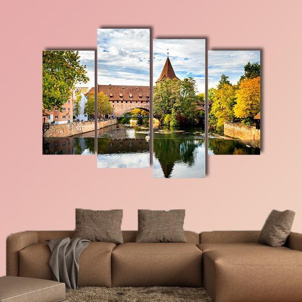 Schlayer Hallergate Bridge Over The Pegnitz River Canvas Wall Art-4 Pop-Gallery Wrap-50" x 32"-Tiaracle