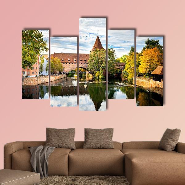 Schlayer Hallergate Bridge Over The Pegnitz River Canvas Wall Art-5 Pop-Gallery Wrap-47" x 32"-Tiaracle