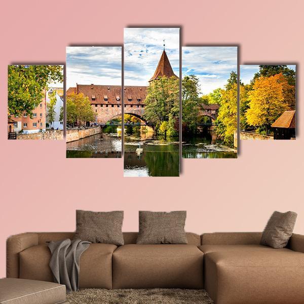 Schlayer Hallergate Bridge Over The Pegnitz River Canvas Wall Art-5 Star-Gallery Wrap-62" x 32"-Tiaracle