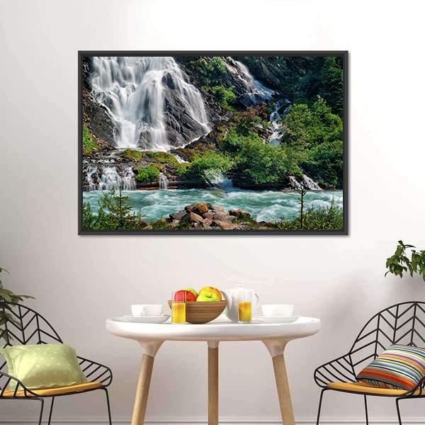 Schleierfall Waterfall Canvas Wall Art-3 Horizontal-Gallery Wrap-25" x 16"-Tiaracle