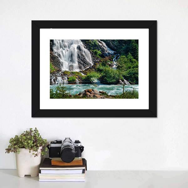 Schleierfall Waterfall Canvas Wall Art-1 Piece-Framed Print-20" x 16"-Tiaracle