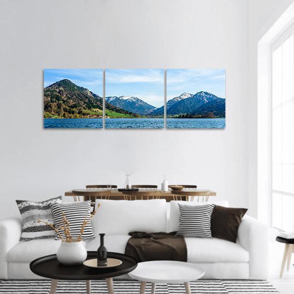 Schliersee Lake In Bavaria Panoramic Canvas Wall Art-3 Piece-25" x 08"-Tiaracle