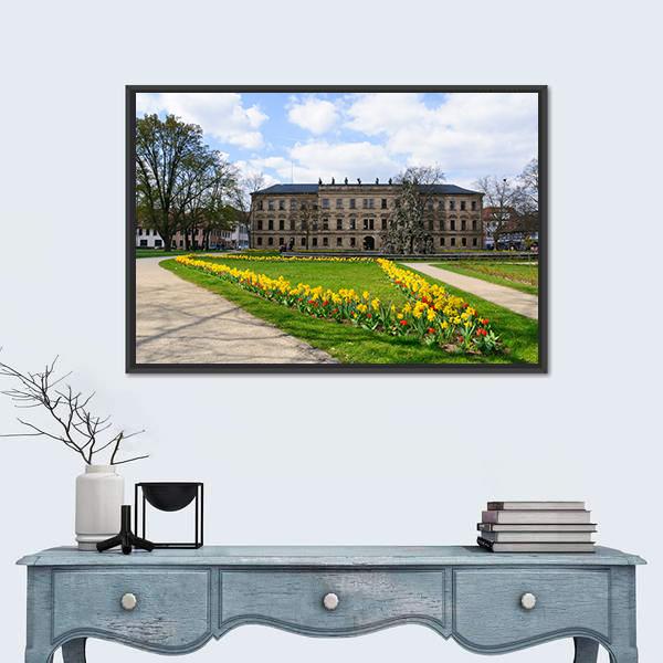 Schloss Garten In Spring In Erlangen Canvas Wall Art-1 Piece-Floating Frame-24" x 16"-Tiaracle