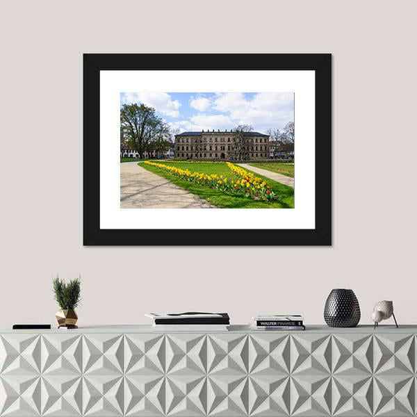 Schloss Garten In Spring In Erlangen Canvas Wall Art-1 Piece-Framed Print-20" x 16"-Tiaracle