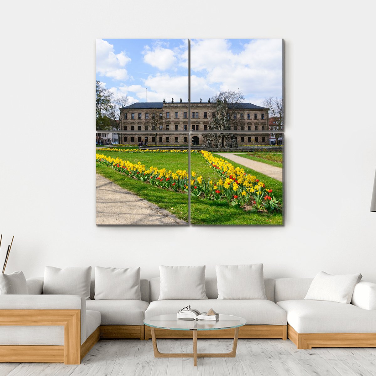 Schloss Garten In Spring In Erlangen Canvas Wall Art-4 Square-Gallery Wrap-17" x 17"-Tiaracle
