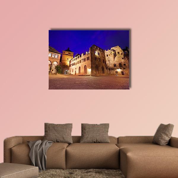 Schloss Heidelberg During Night Time Canvas Wall Art-1 Piece-Gallery Wrap-48" x 32"-Tiaracle