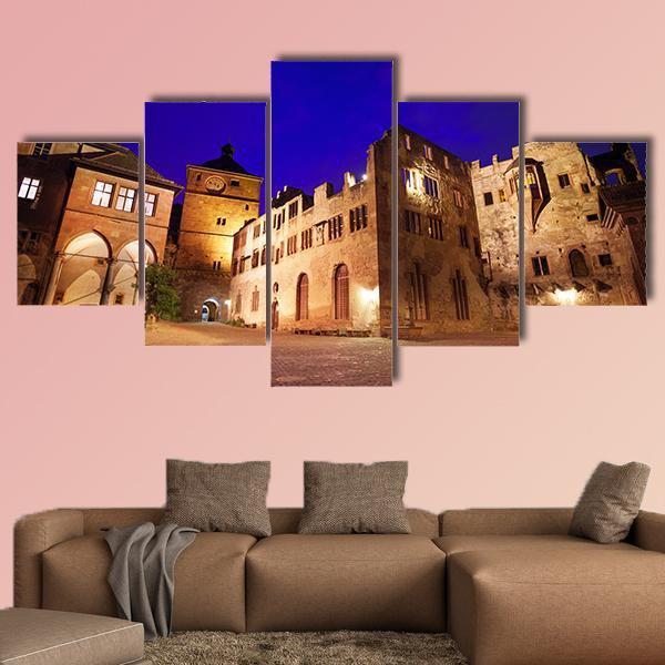 Schloss Heidelberg During Night Time Canvas Wall Art-5 Star-Gallery Wrap-62" x 32"-Tiaracle