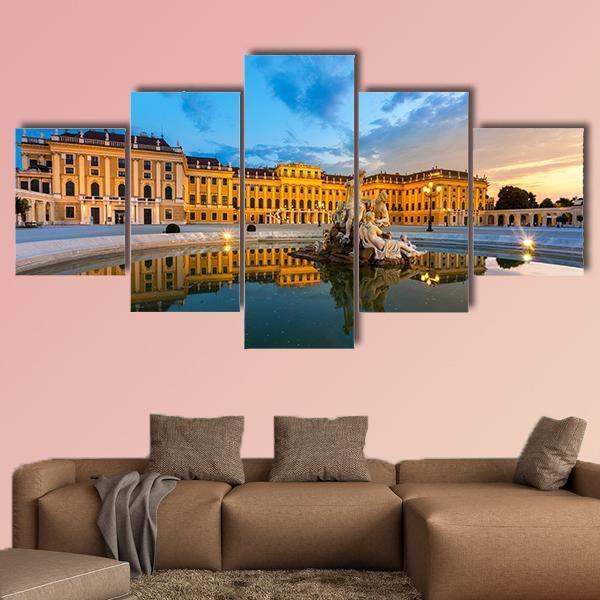 Schonbrunn Palace In Vienna Austria Canvas Wall Art-5 Star-Gallery Wrap-62" x 32"-Tiaracle