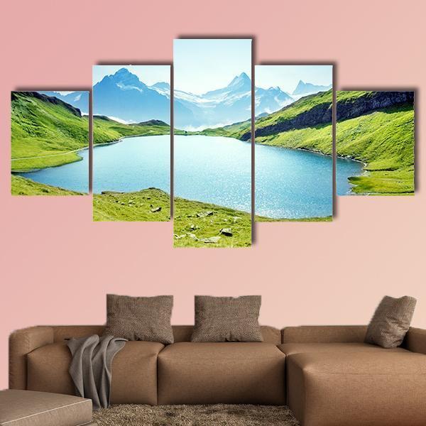 Schreckhorn And Wetterhorn From Bachalpsee Lake Canvas Wall Art-5 Star-Gallery Wrap-62" x 32"-Tiaracle