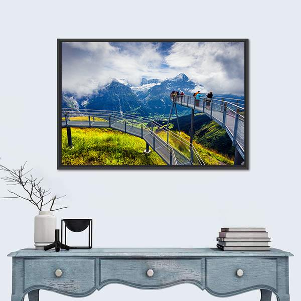 Schreckhorn Mountain In The Morning Mist Canvas Wall Art-1 Piece-Floating Frame-24" x 16"-Tiaracle