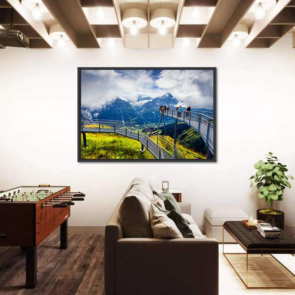 Schreckhorn Mountain In The Morning Mist Canvas Wall Art-3 Horizontal-Gallery Wrap-25" x 16"-Tiaracle