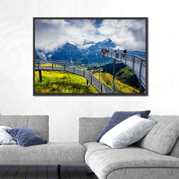Schreckhorn Mountain In The Morning Mist Canvas Wall Art-3 Horizontal-Gallery Wrap-25" x 16"-Tiaracle