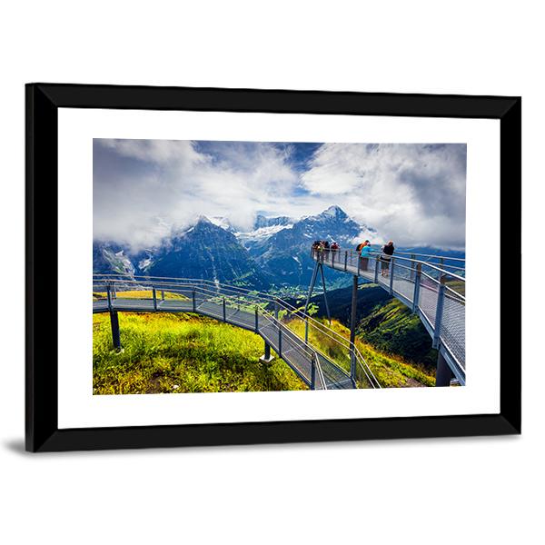 Schreckhorn Mountain In The Morning Mist Canvas Wall Art-3 Horizontal-Gallery Wrap-25" x 16"-Tiaracle