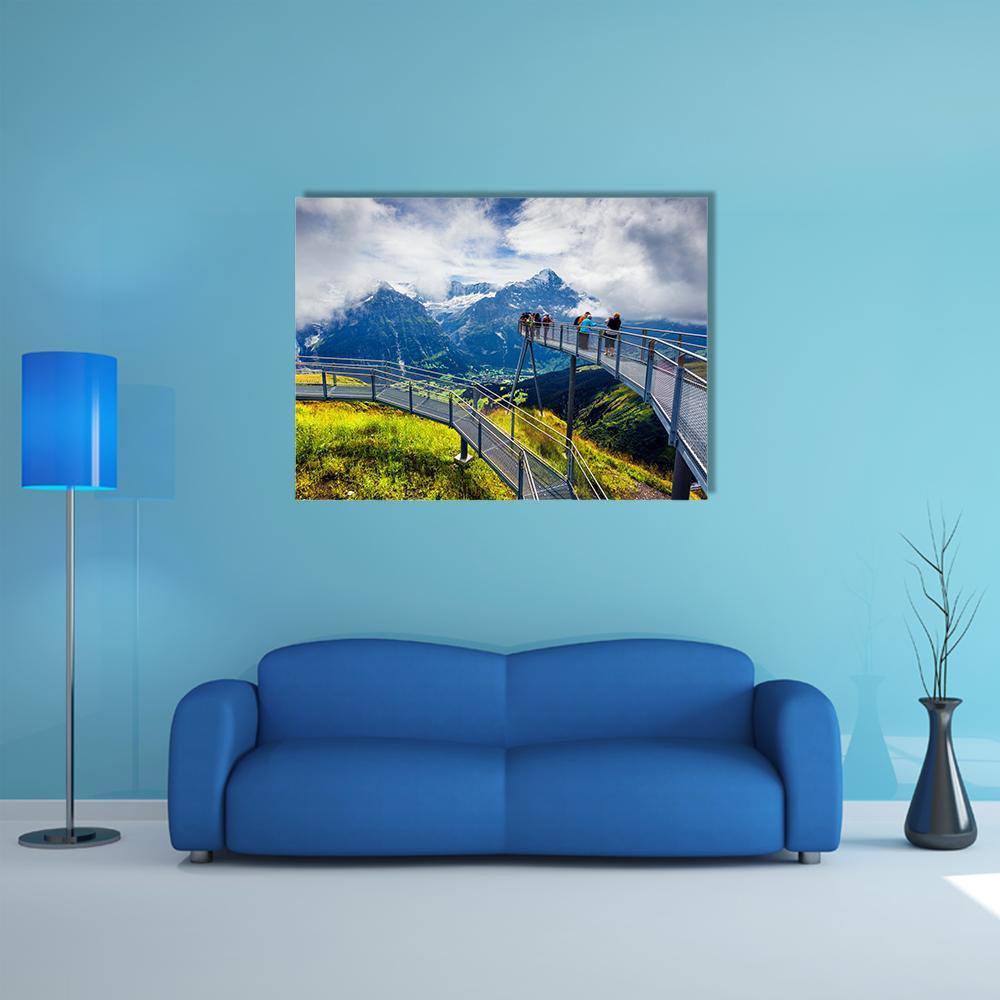 Schreckhorn Mountain In The Morning Mist Canvas Wall Art-1 Piece-Gallery Wrap-48" x 32"-Tiaracle