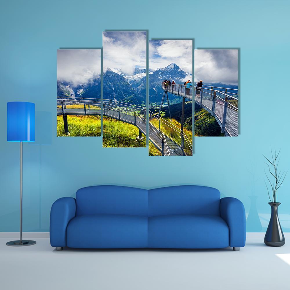 Schreckhorn Mountain In The Morning Mist Canvas Wall Art-4 Pop-Gallery Wrap-50" x 32"-Tiaracle