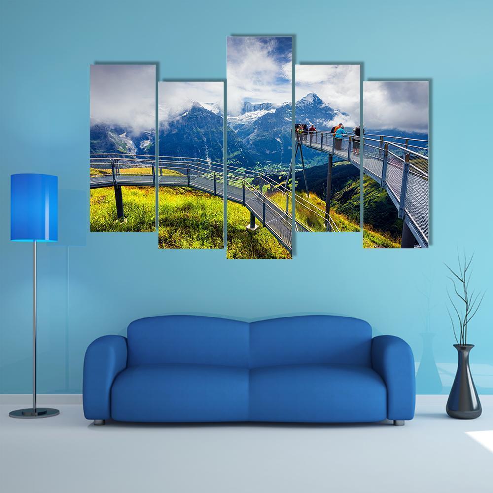 Schreckhorn Mountain In The Morning Mist Canvas Wall Art-5 Pop-Gallery Wrap-47" x 32"-Tiaracle