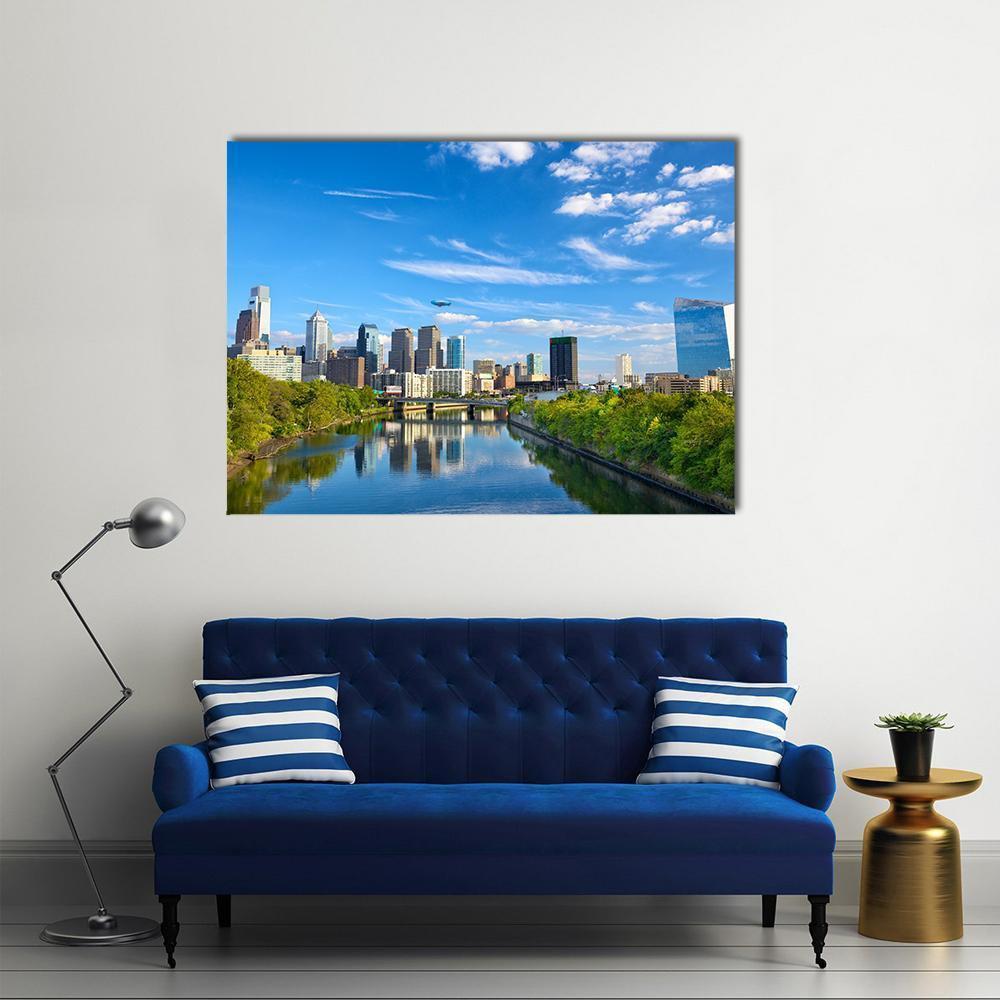 Schuylkill River Canvas Wall Art-4 Pop-Gallery Wrap-50" x 32"-Tiaracle