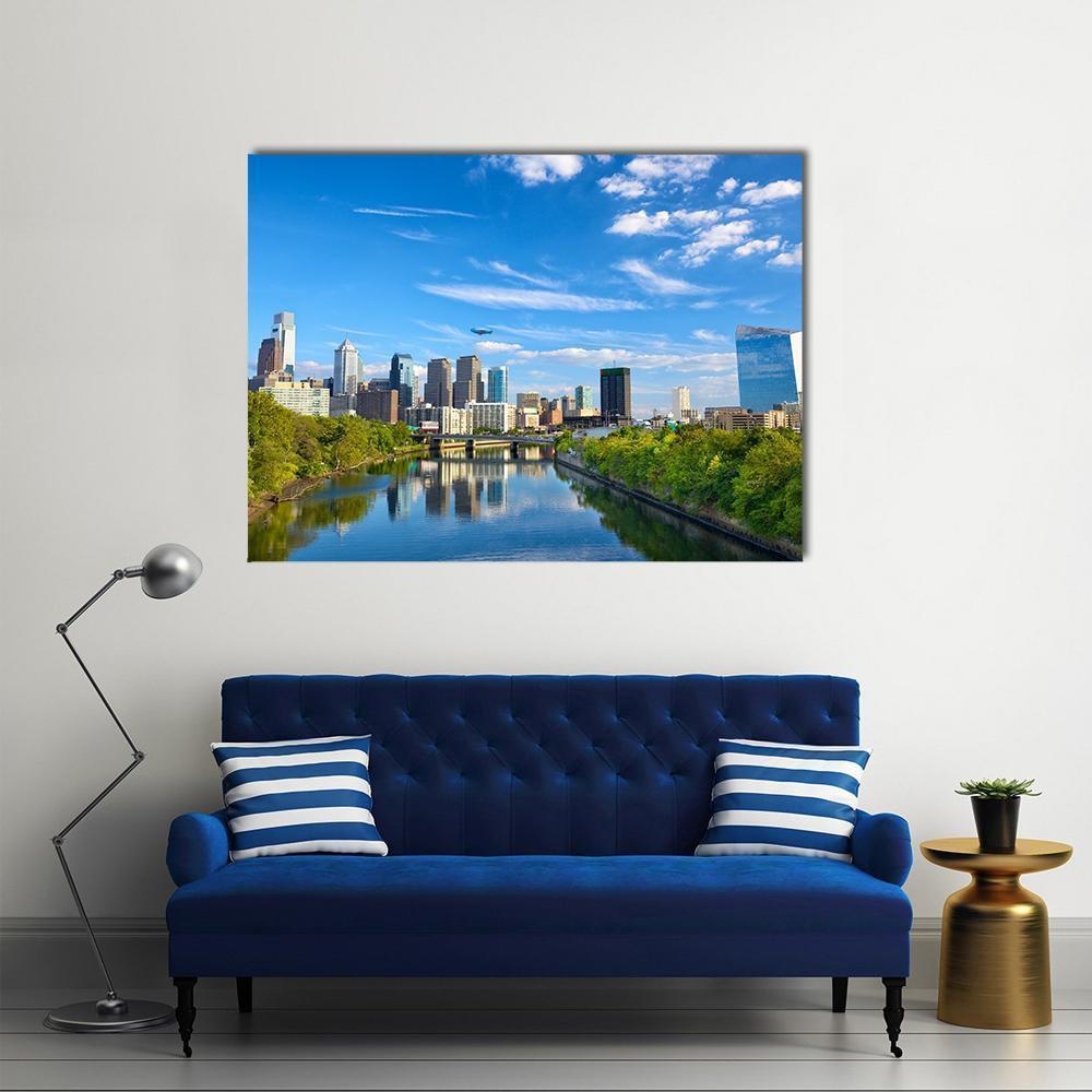 Schuylkill River Canvas Wall Art-1 Piece-Gallery Wrap-36" x 24"-Tiaracle