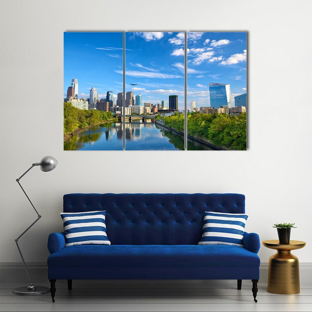 Schuylkill River Canvas Wall Art-3 Horizontal-Gallery Wrap-37" x 24"-Tiaracle
