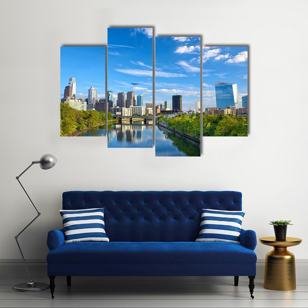 Schuylkill River Canvas Wall Art-4 Pop-Gallery Wrap-50" x 32"-Tiaracle