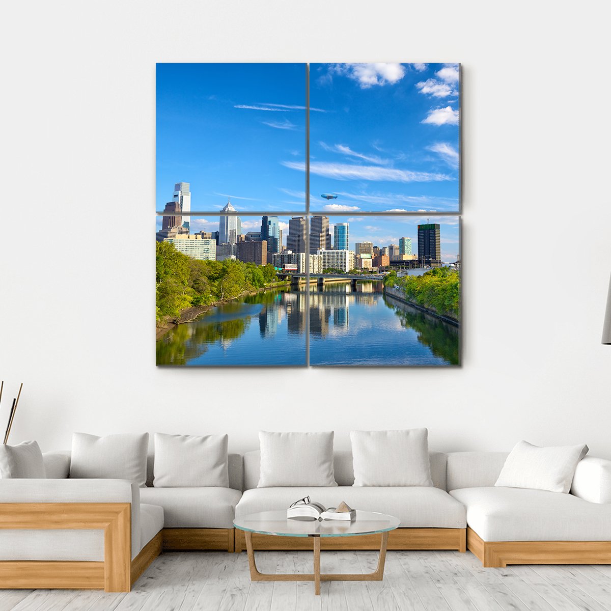 Schuylkill River Canvas Wall Art-4 Square-Gallery Wrap-17" x 17"-Tiaracle