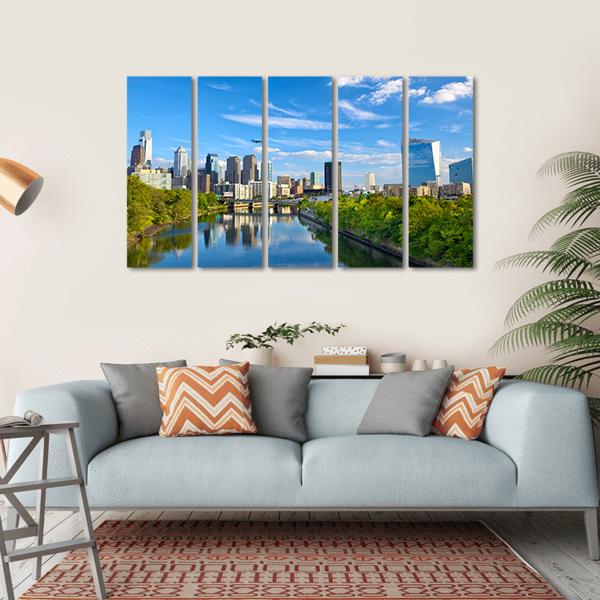 Schuylkill River Canvas Wall Art-5 Horizontal-Gallery Wrap-22" x 12"-Tiaracle