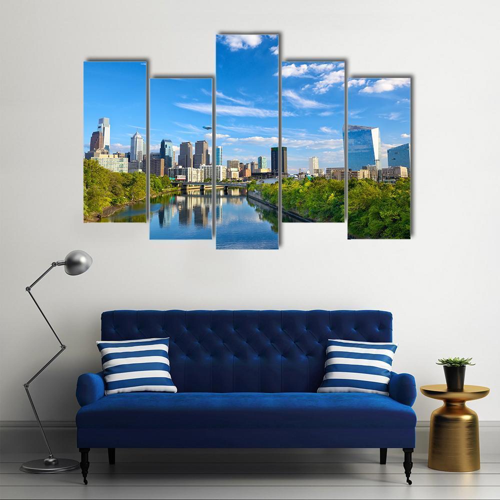 Schuylkill River Canvas Wall Art-5 Pop-Gallery Wrap-47" x 32"-Tiaracle