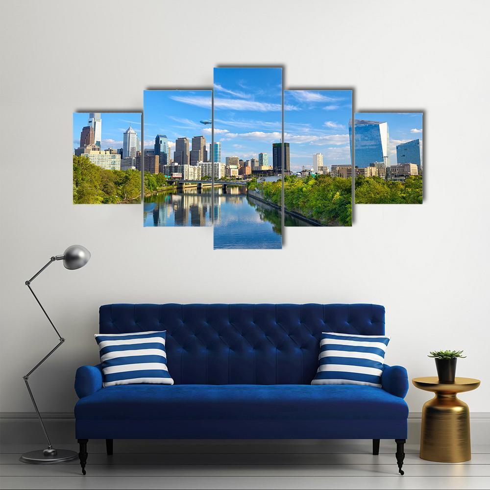 Schuylkill River Canvas Wall Art-5 Star-Gallery Wrap-62" x 32"-Tiaracle