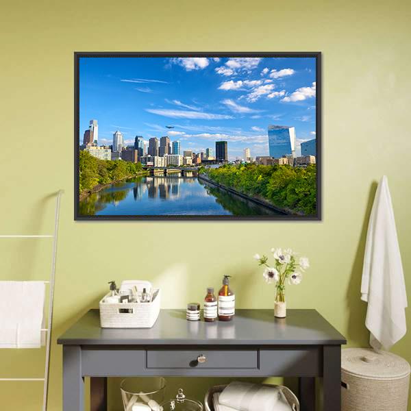 Schuylkill River Canvas Wall Art-3 Horizontal-Gallery Wrap-25" x 16"-Tiaracle