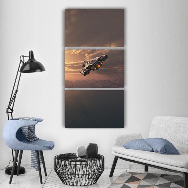 Science Fiction Spaceship Vertical Canvas Wall Art-3 Vertical-Gallery Wrap-12" x 25"-Tiaracle